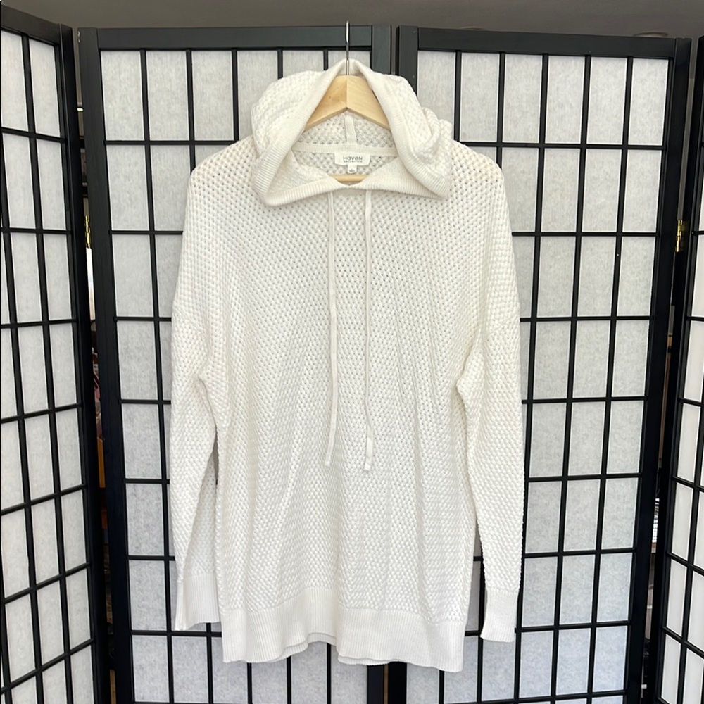 Haven white cotton and cashmere hoodie style sweater size large